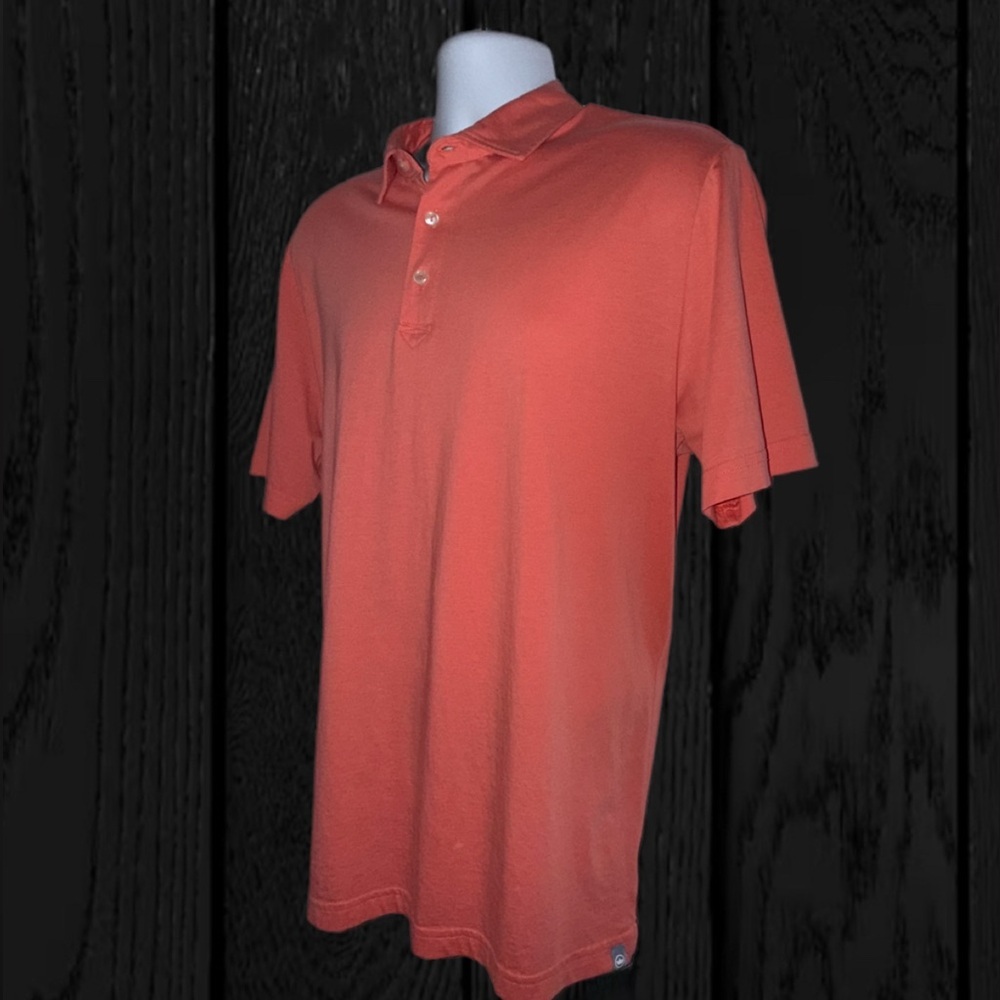 Peter Millar Polo Shirt Solid Aqua MF20K80CS (Orange) Cotton Men''s Size - Large - Picture 4 of 10